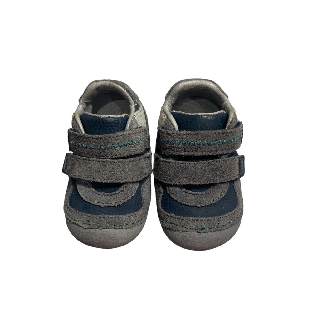 Stride Rite Graham Gray Blue Leather Baby Walker Shoes Size 3